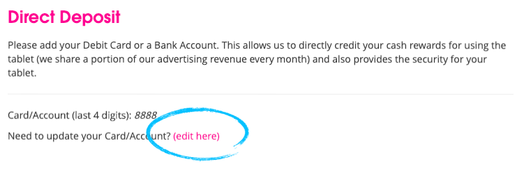 Driver Dashboard Payments tab with "edit here" circled.